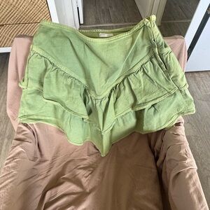 MOTHER Green Tiered Bubble Mini Skirt